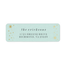 Gilded Joy Mint & Gold Foil Holiday Address Label