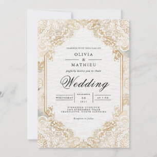 Gilded Lace Romance Blüh Wedding Einladung