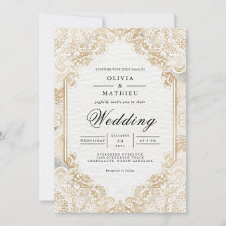 Gilded Lace Romance Blüh Wedding Einladung