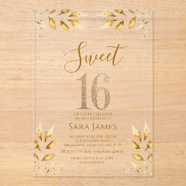 Gilded Majesty Sweet 16 Acrylic Invitation Acryleinladungen