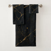 Gilded Midnight Marble Black & Gold Badhandtuch Set (Insitu)