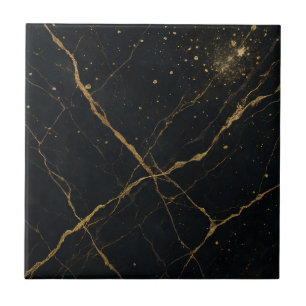 Gilded Midnight Marble Black & Gold Fliese