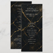 Gilded Midnight Marble Black & Gold Wedding Menu Menükarte (Vorne/Hinten)