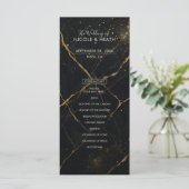 Gilded Midnight Marble Black & Gold Wedding Menu Menükarte (Stehend Vorderseite)