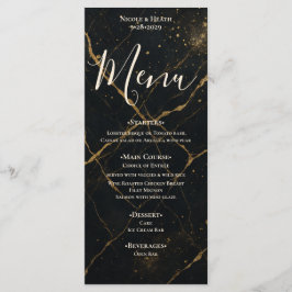 Gilded Midnight Marble Black & Gold Wedding Menükarte