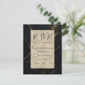 Gilded Midnight Marble Black & Gold Wedding RSVP Einladung (Stehend Vorderseite)