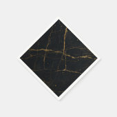 Gilded Midnight Marble Black & Gold Wedding Serviette (Ecke)