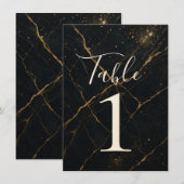 Gilded Midnight Marble Black & Gold Wedding Table Einladung (Vorne/Hinten)