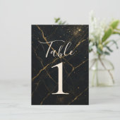 Gilded Midnight Marble Black & Gold Wedding Table Einladung (Stehend Vorderseite)