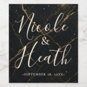 Gilded Midnight Marble Black & Gold Wedding Weinetikett (Einzelnes Label)