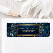 Gilded Midnight Navy Botanical Return Address (Insitu)