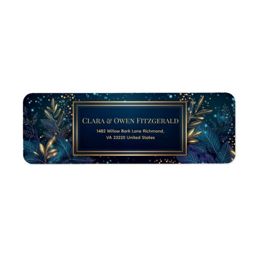 Gilded Midnight Navy Botanical Return Address (Vorne)