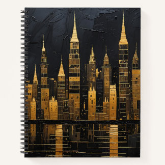 Gilded Midnight Skyline Notizblock