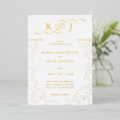 Gilded Monogram Vintag Front and Back Wedding Folieneinladung (Stehend vorne)