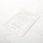Gilded Monogram Vintag Front and Back Wedding Folieneinladung (Gedreht)