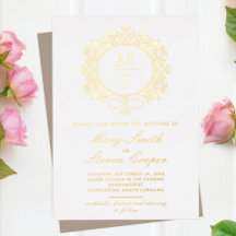 Gilded Monogram Wedding Einladungen