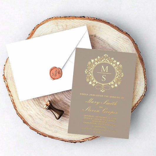 Gilded Monogram Wedding Einladungen