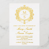 Gilded Monogram Wedding Einladungen (Vorderseite)