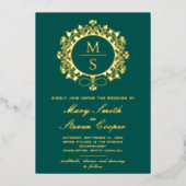 Gilded Monogram Wedding Einladungen (Vorderseite)