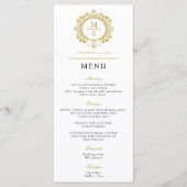 Gilded Monogram Wedding Menu Menükarte (Vorderseite)