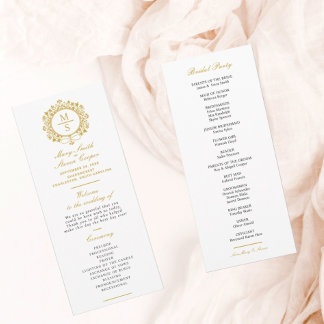 Gilded Monogram Wedding Programm