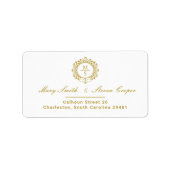 Gilded Monogram Wedding Rücksendeadresse Adressaufkleber (Vorne)