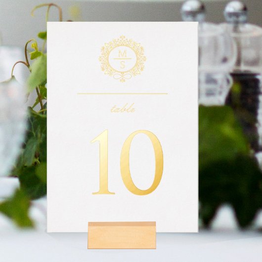 Gilded Monogram Wedding Tischnummern