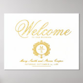Gilded Monogram Wedding Welcome Sign Foliendrucke (Vorderseite)