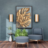 Gilded Monstera on Azure Fotodruck