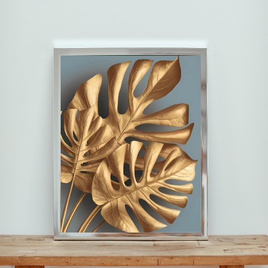 Gilded Monstera on Azure Fotodruck
