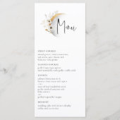 Gilded Moon Boho Floral Wedding Menu Menükarte (Vorderseite)