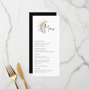 Gilded Moon Boho Floral Wedding Menu Menükarte