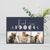 Gilded Moon Phase Wedding Foto Danke Karte (Stehend Vorderseite)