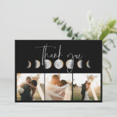 Gilded Moon Phase Wedding Foto Dankeskarte (Stehend Vorderseite)