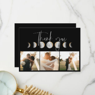 Gilded Moon Phase Wedding Foto Dankeskarte