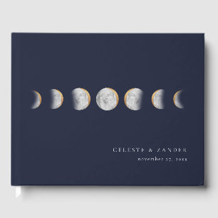 Gilded Moon Phases Modern Wedding Gästebuch