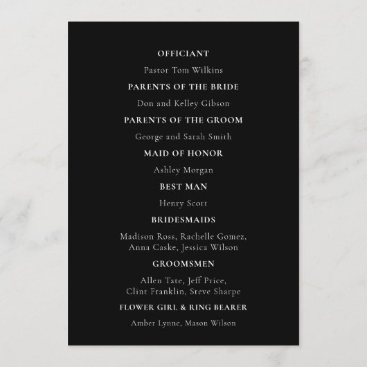 Gilded Moon Phases Wedding Program Programm (Rückseite)