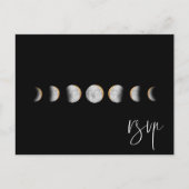 Gilded Moon Phases Wedding RSVP Song Request Einladungspostkarte (Vorderseite)