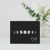 Gilded Moon Phases Wedding RSVP Song Request Einladungspostkarte (Stehend Vorderseite)