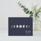 Gilded Moon Phases Wedding RSVP Song Request Einladungspostkarte (Stehend Vorderseite)