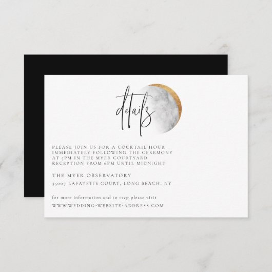 Gilded Moon Wedding Details Card Einladung (Vorne/Hinten)