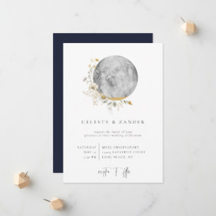 Gilded Moon Wildblume Hochzeitseinladung Ankündigung