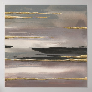 Gilded Morning Fog II Gold Abstrakt Print Poster