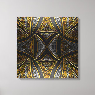 Gilded Mosaic Luxe – Black & Gold Tiled Metal Wall Leinwanddruck