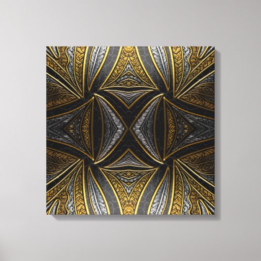 Gilded Mosaic Luxe – Black & Gold Tiled Metal Wall Leinwanddruck (Vorderseite)