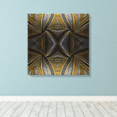 Gilded Mosaic Luxe – Black & Gold Tiled Metal Wall Leinwanddruck (Insitu (Holzboden))