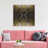 Gilded Mosaic Luxe – Black & Gold Tiled Metal Wall Leinwanddruck (Insitu (Wohnzimmer))