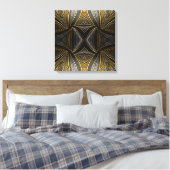 Gilded Mosaic Luxe – Black & Gold Tiled Metal Wall Leinwanddruck (Insitu (Schlafzimmer))