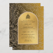 Gilded Nikah Wedding Einladung Chic Ismic Gold (Vorne/Hinten)