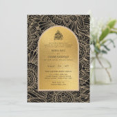 Gilded Nikah Wedding Einladung Chic Ismic Gold (Stehend Vorderseite)